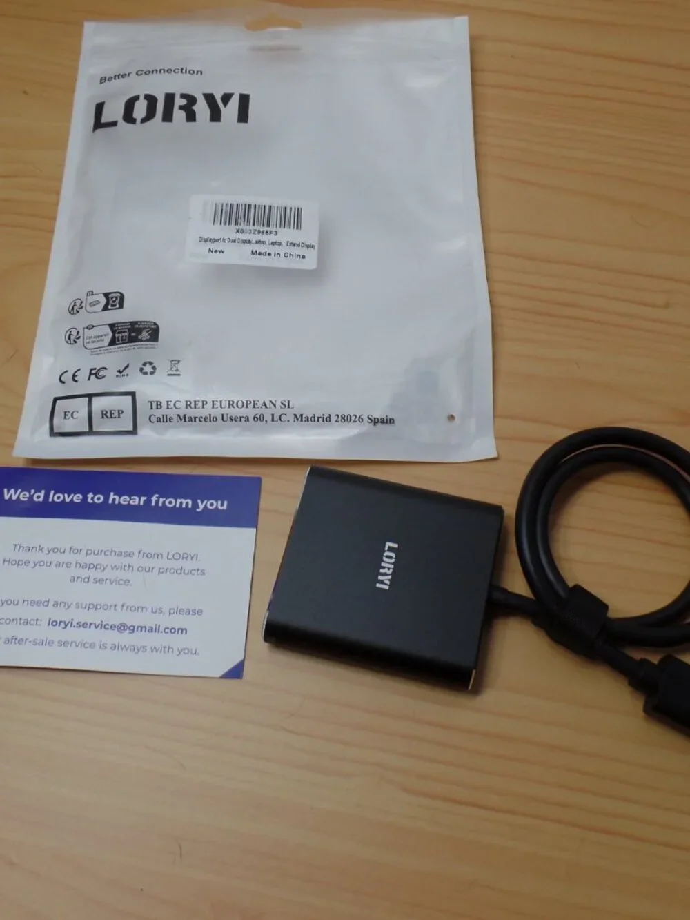 LORYI DisplayPort to Dual HDMI MST Splitter Adapter 4K 60Hz -New Open Package